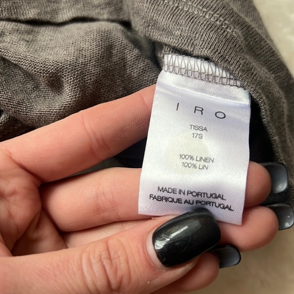 Like New🖤 IRO Sz S Tissa Lace Up Slub Linen Stone Grey Relaxed Sleeveless Top - Picture 10 of 12